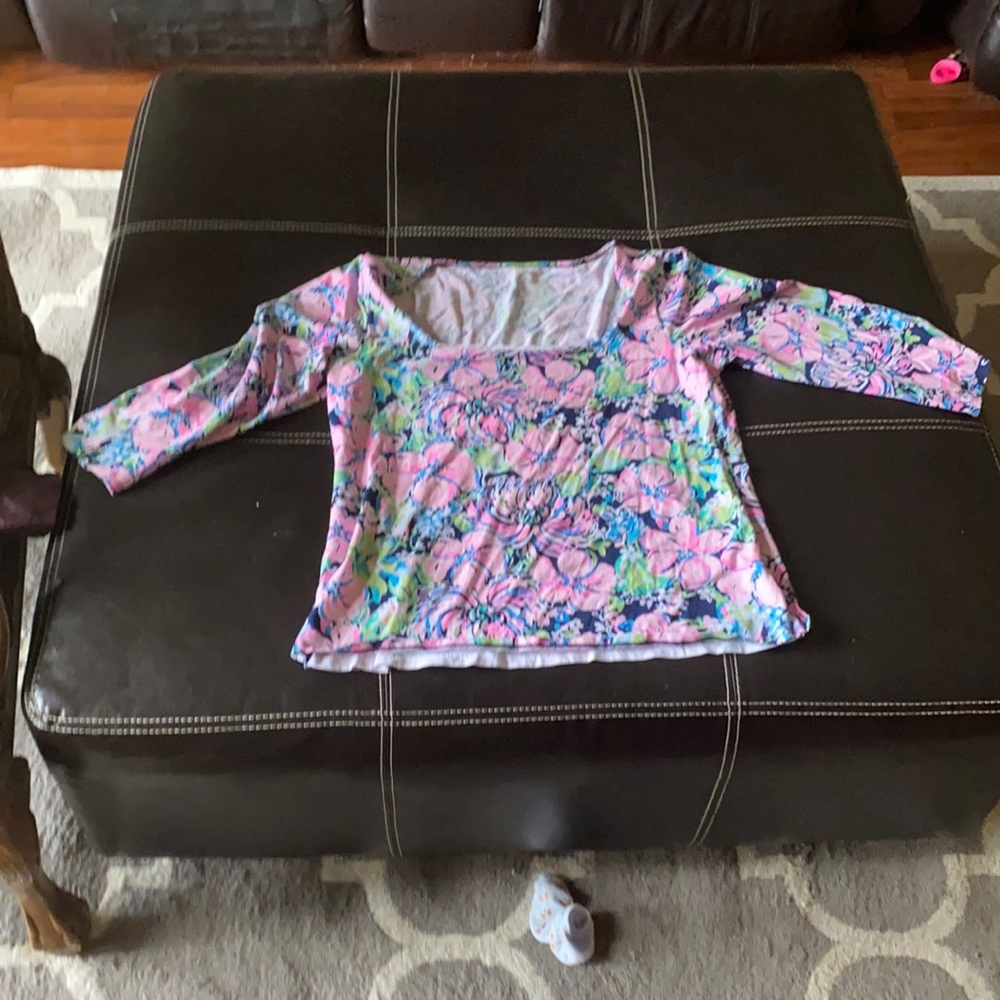 Lilly Pulitzer 3/4 Sleeve Nell Square Neck Top